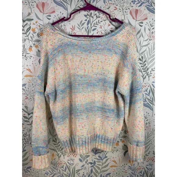 Anthropologie Palm Tree Boat Neck Sweater Multicolor Knit Coastal Women’s Small - Picture 8 of 8